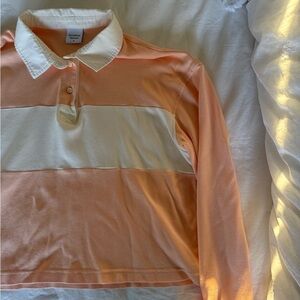 Outdoor Voices Peach and White Long Sleeve Top
